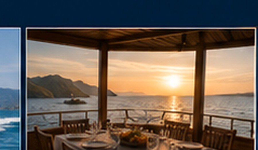Dining area overlooking a sunset
