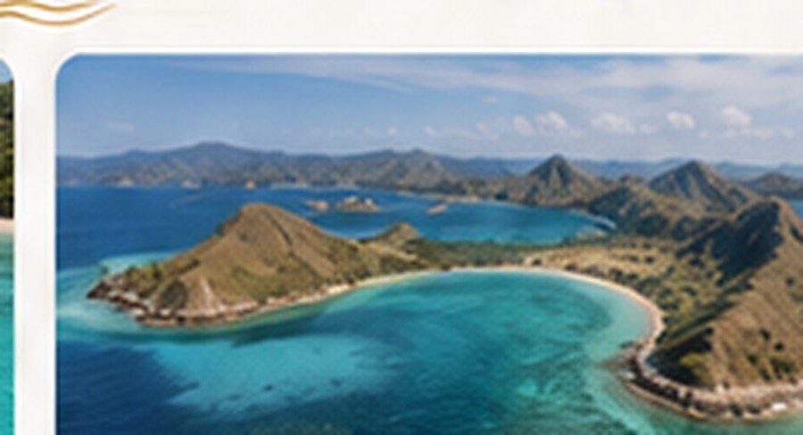 Aerial view of islands and turquoise bays near Labuan Bajo