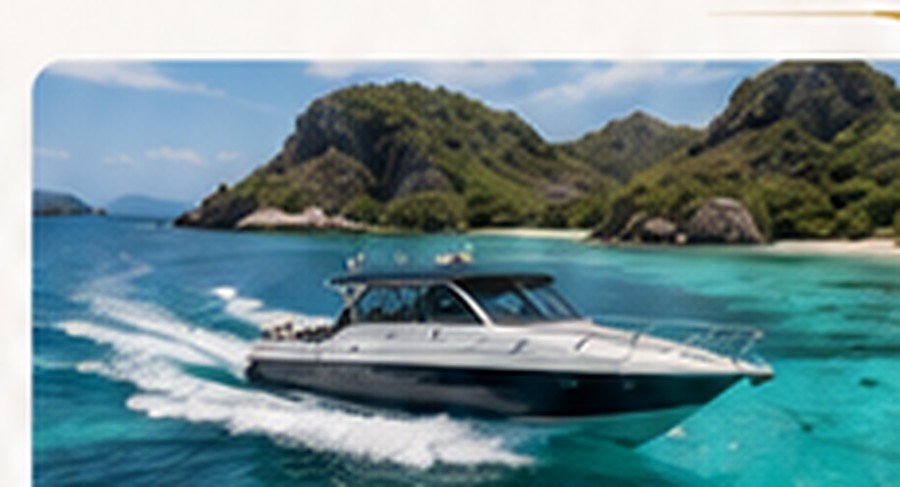 Speedboat travelling across turquoise water